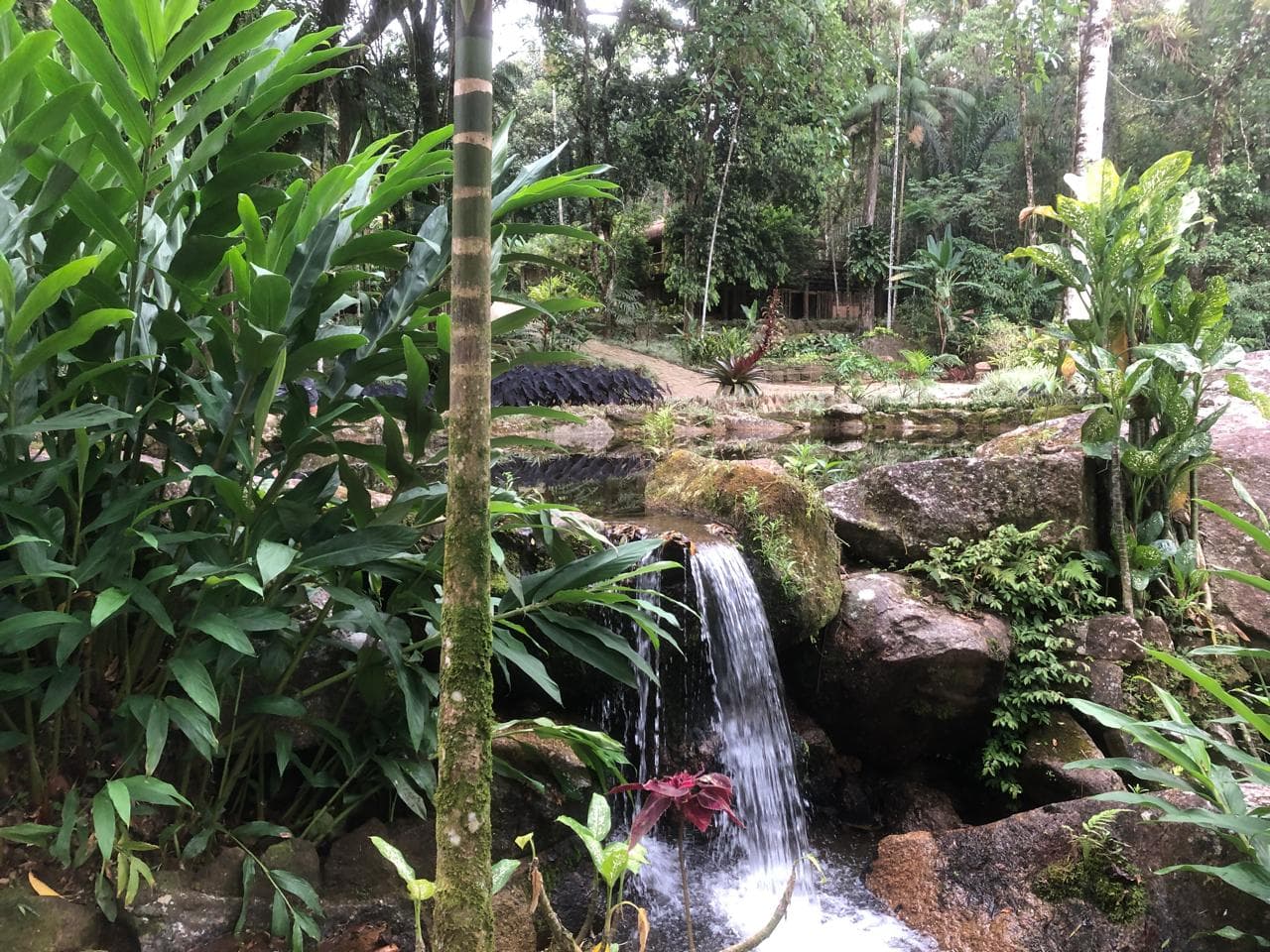 Waterfall in the manicured gardens at Nekawa
